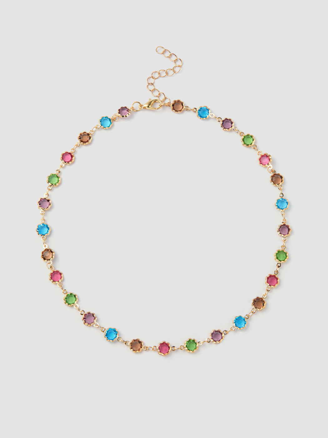 COLORFUL RHINESTONE CHAIN NECKLACE