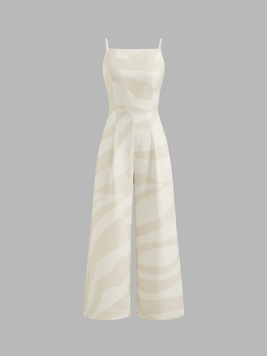 Linen-blend Zebra Stripe Knotted Shirred Jumpsuit