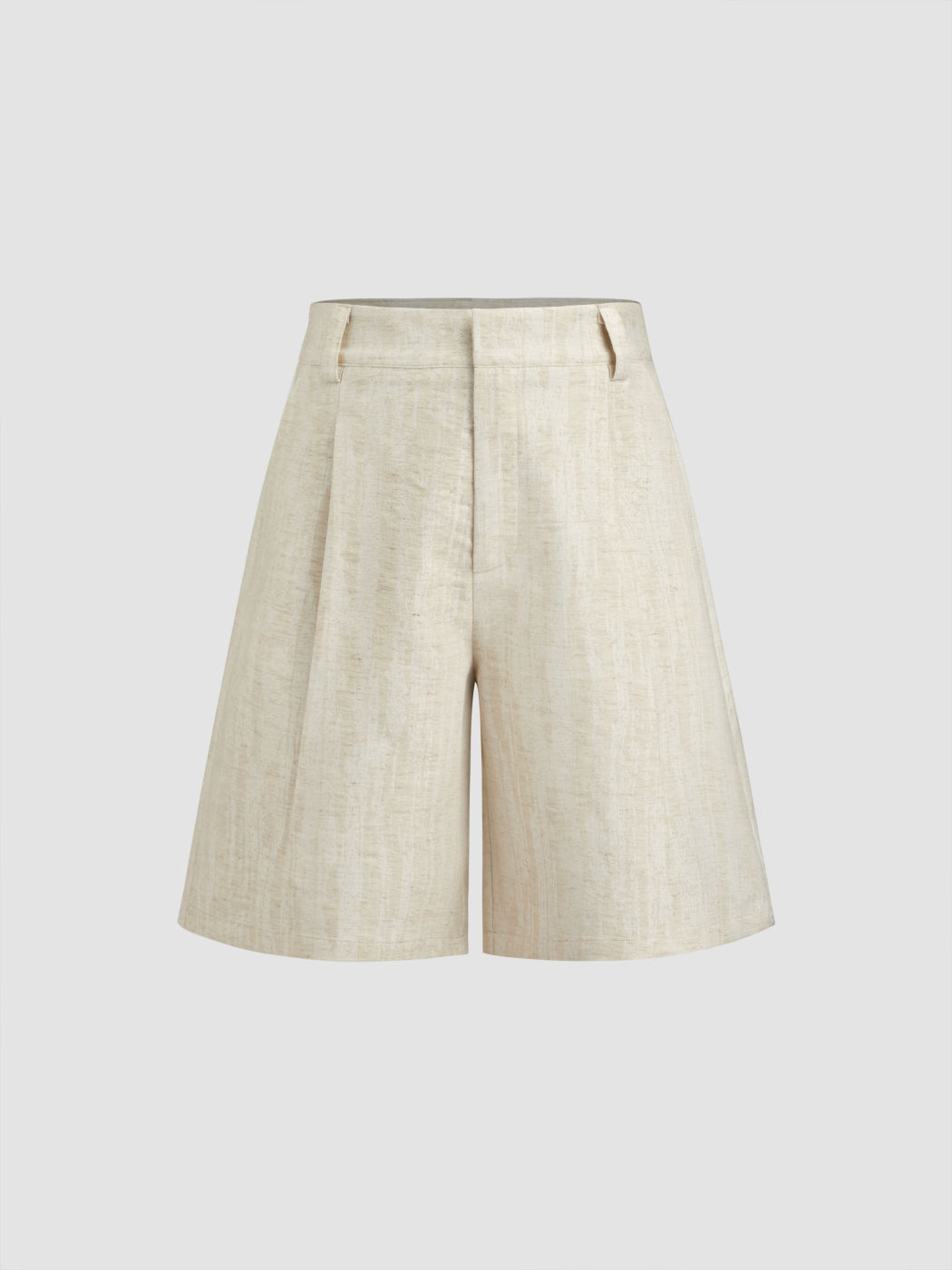Linen-blend Mid Rise Pleated Pocket Shorts