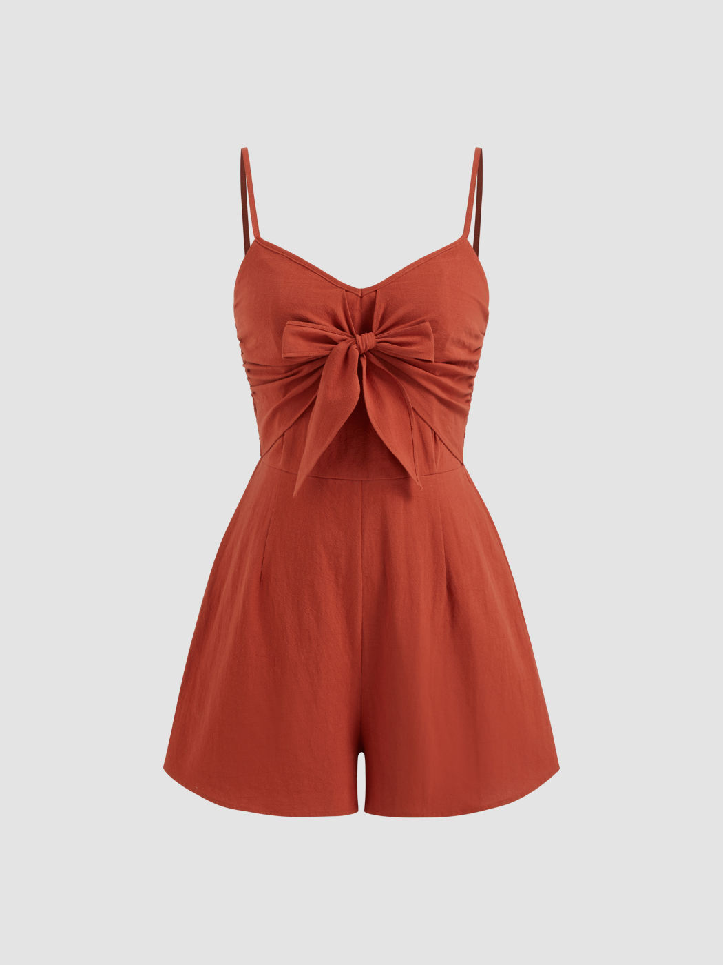 100% Cotton Bowknot Shirred Romper