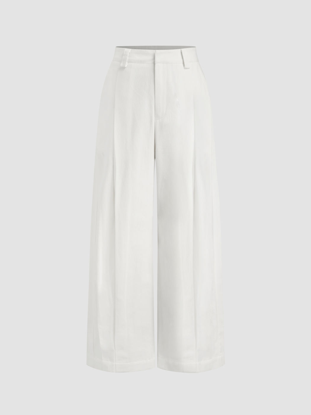 100% Cotton Mid Rise Pleated Barrel-leg Trousers