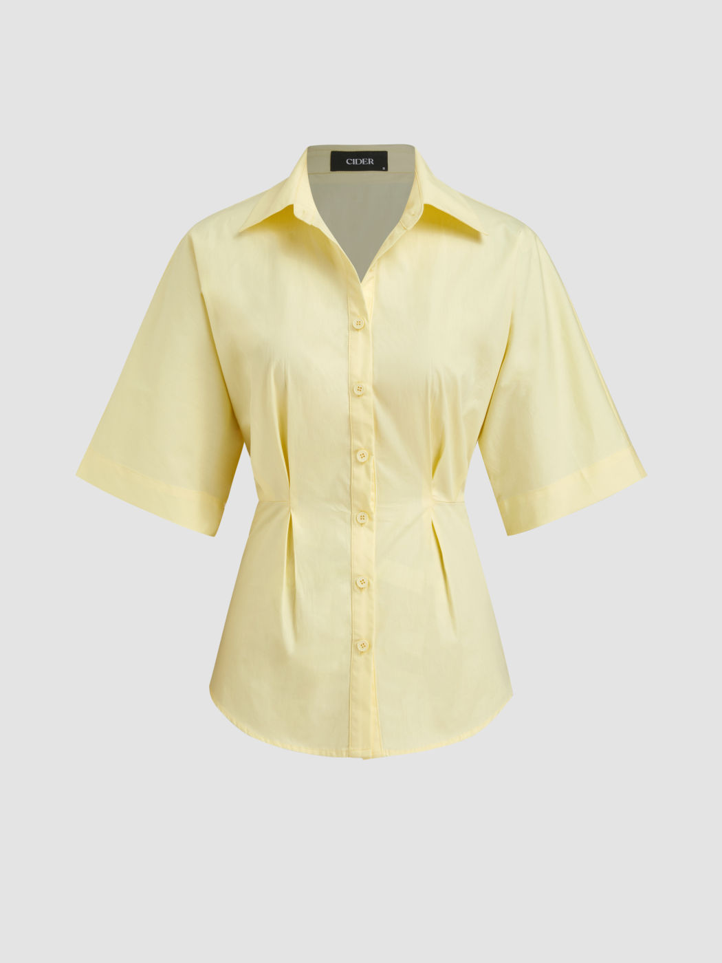 100% Cotton Ruched Cinched Waist Split Shirt