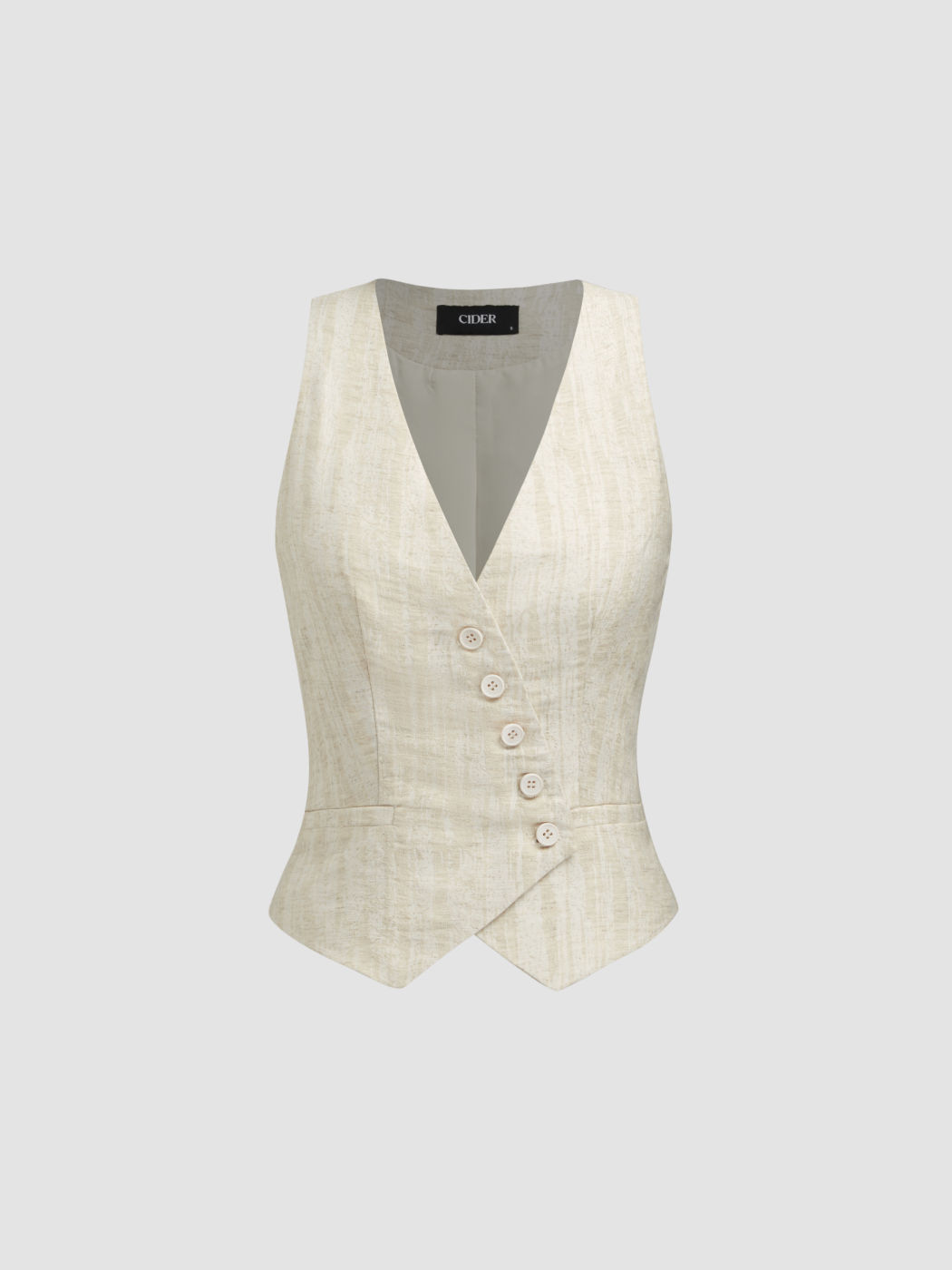 Linen-blend V-neck Button Blazer Vest