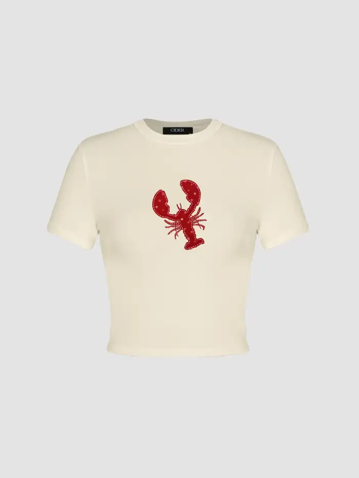 Round Neckline Lobster Graphic Tee