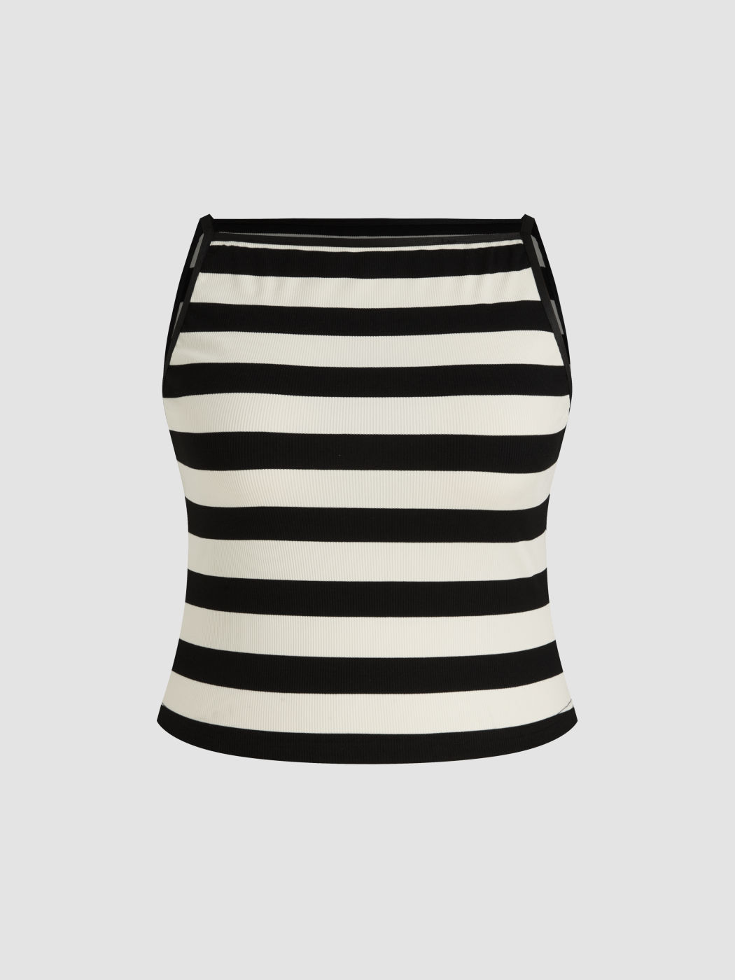 Boat Neckline Striped Tank Top Curve & Plus