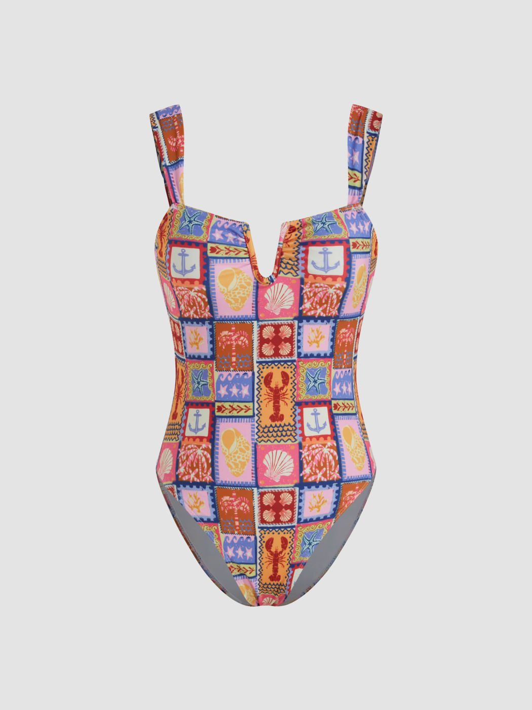 Shaping Sweetheart Shell & Coconut Tree One Piece Swimsuit