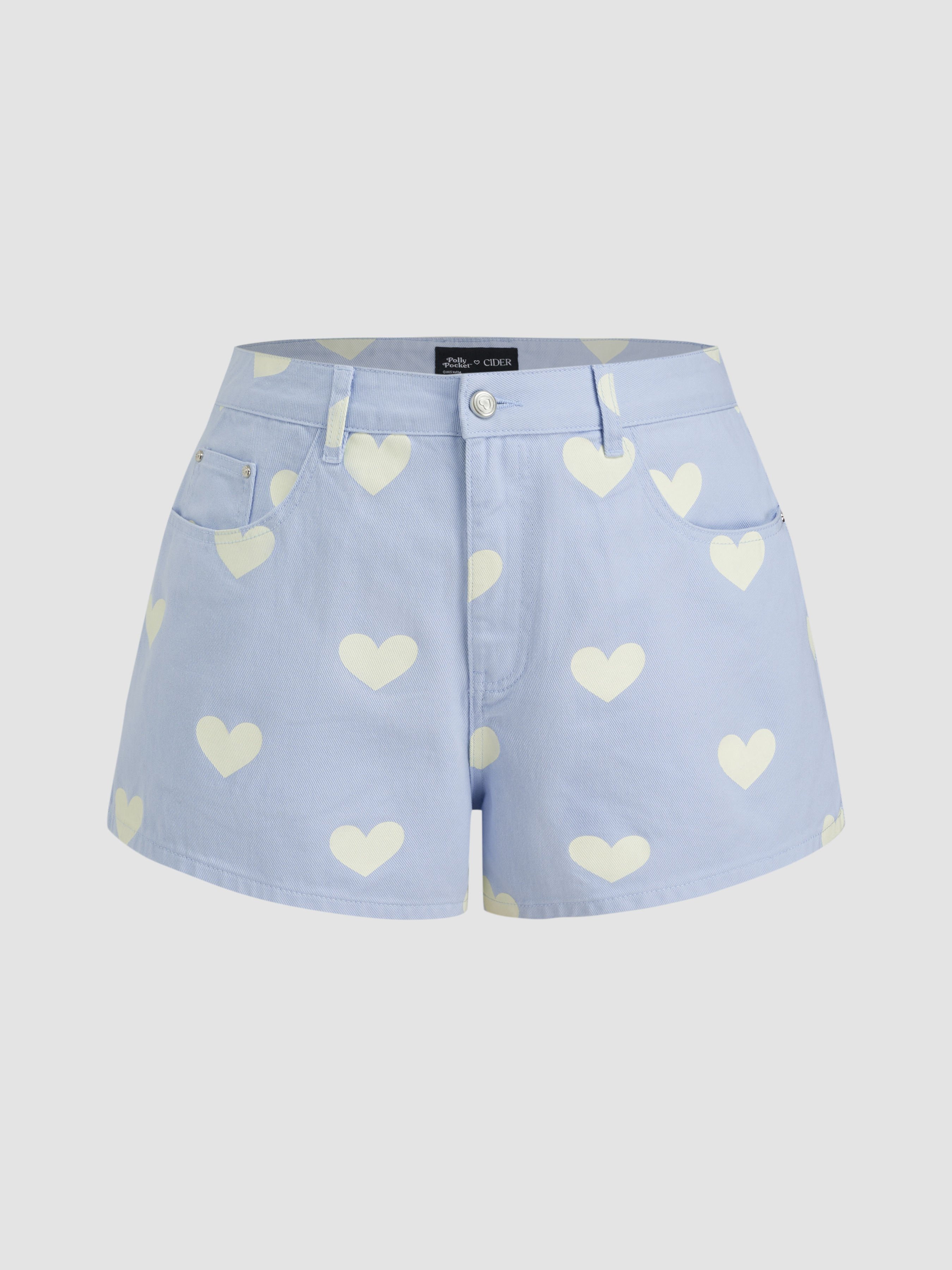 ≪Cider≫\tデニム ミッドライズ リボンショートパンツ デニム Cider Denim Mid Rise Cherry Embroidery Shorts Curve