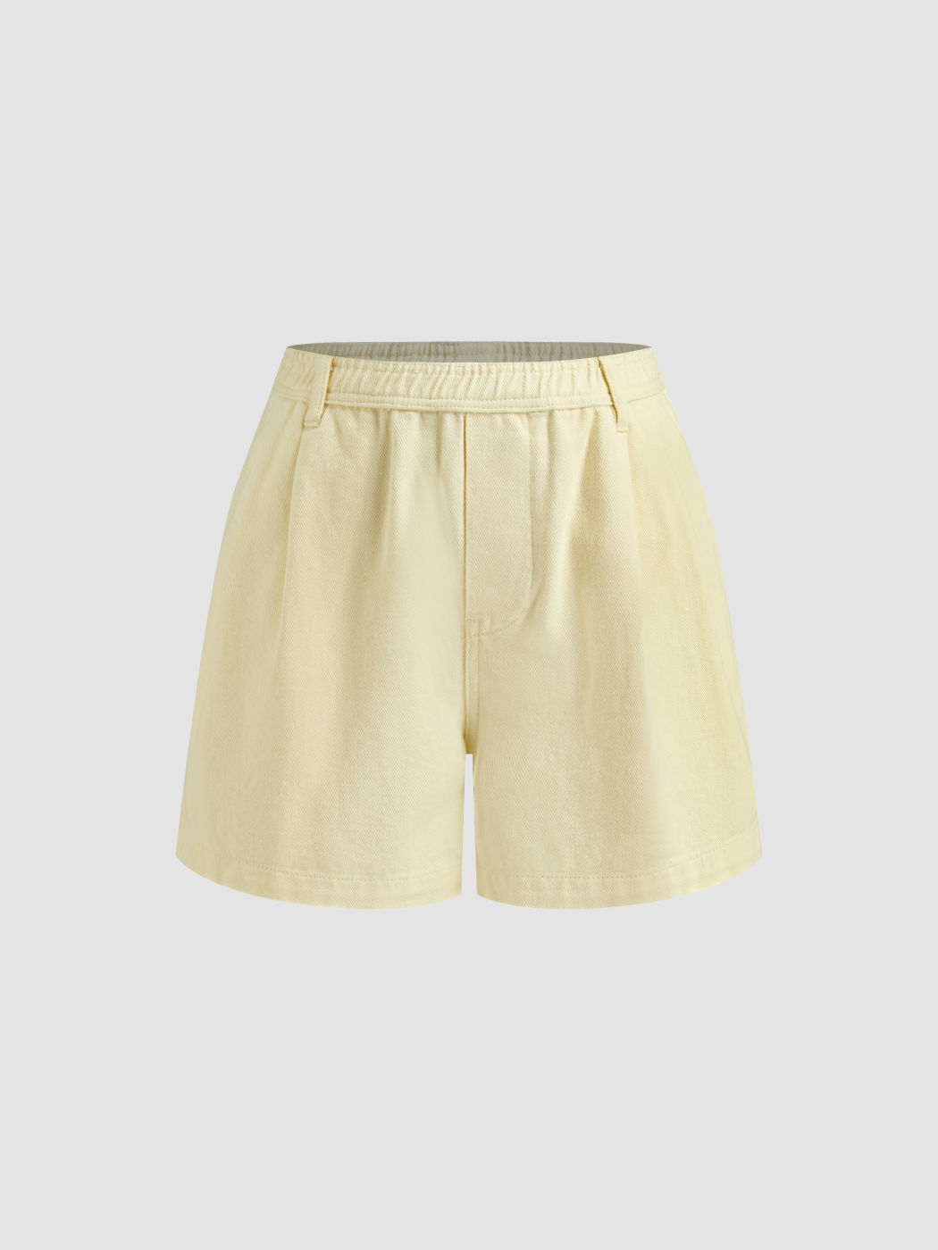 Denim Mid Rise Elastic Waist Wide Leg Shorts