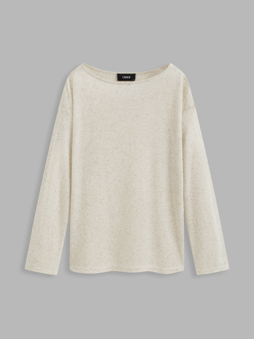 Linen-blend Boat Neck Oversized Long Sleeve Top
