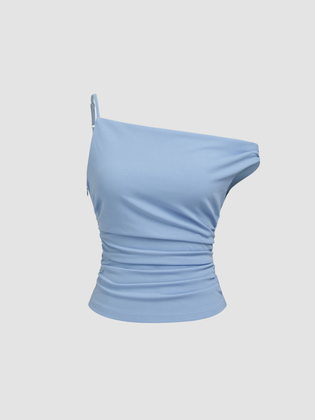 Asymmetrical Neck Ruched Cami Top