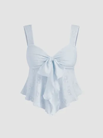 Spitze Sweetheart Schleife Tank Top Kurve & Plus