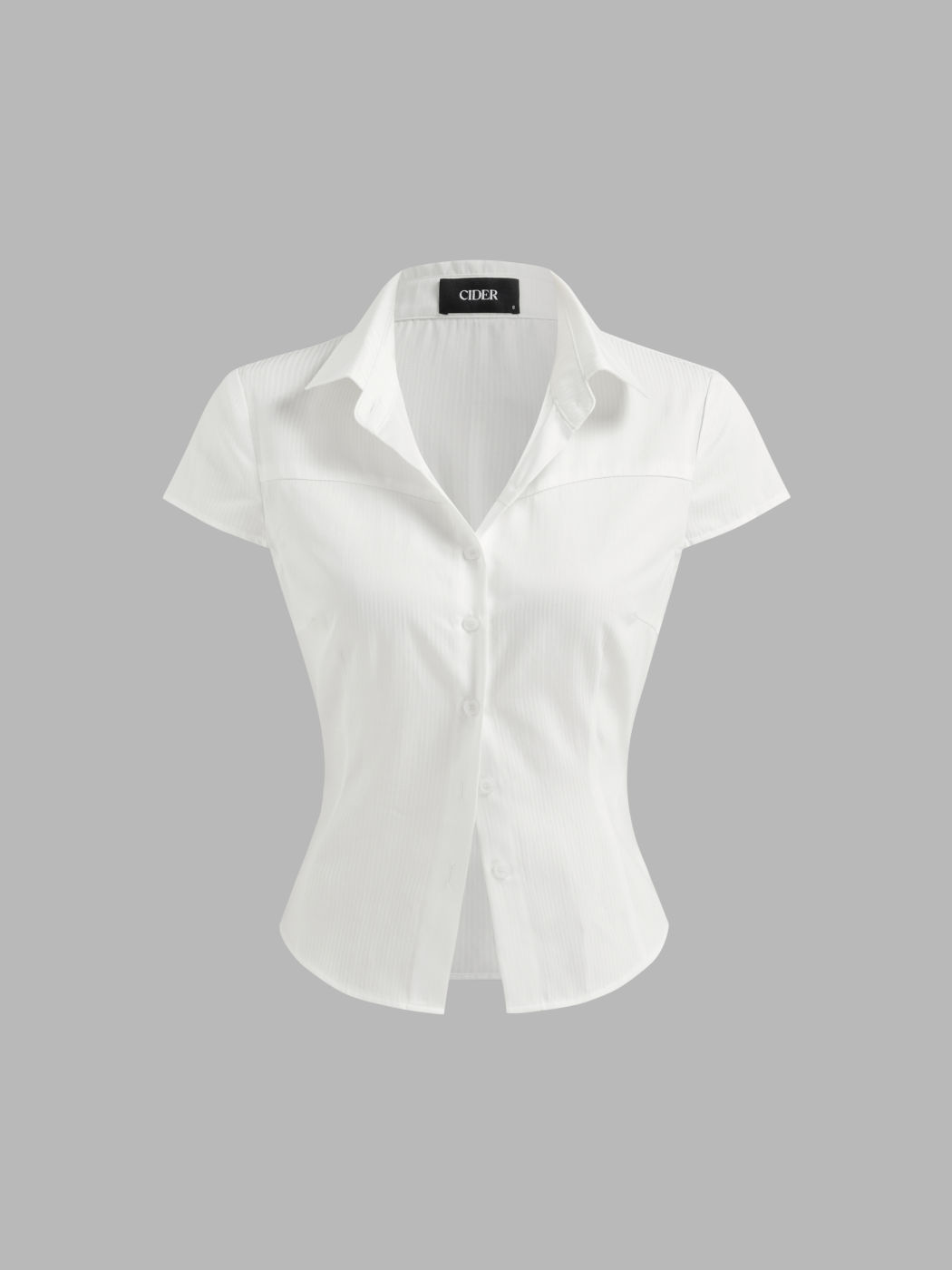 Cotton-blend Polo Neck Stripe Short Sleeve Shirt