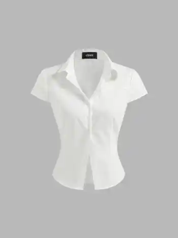 Cotton-blend Polo Neck Stripe Short Sleeve Shirt