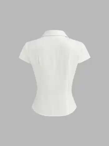 Cotton-blend Polo Neck Stripe Short Sleeve Shirt