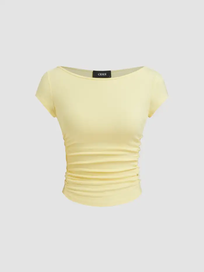 Asymmetrical Neck Off-shoulder Knotted Oversized Tee