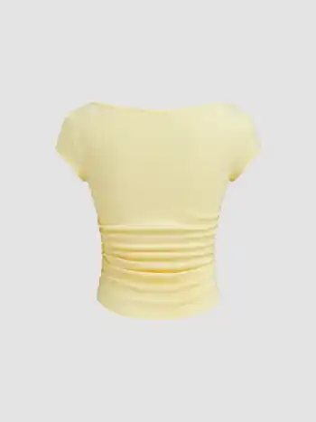 Boat Neck Ruched Tee