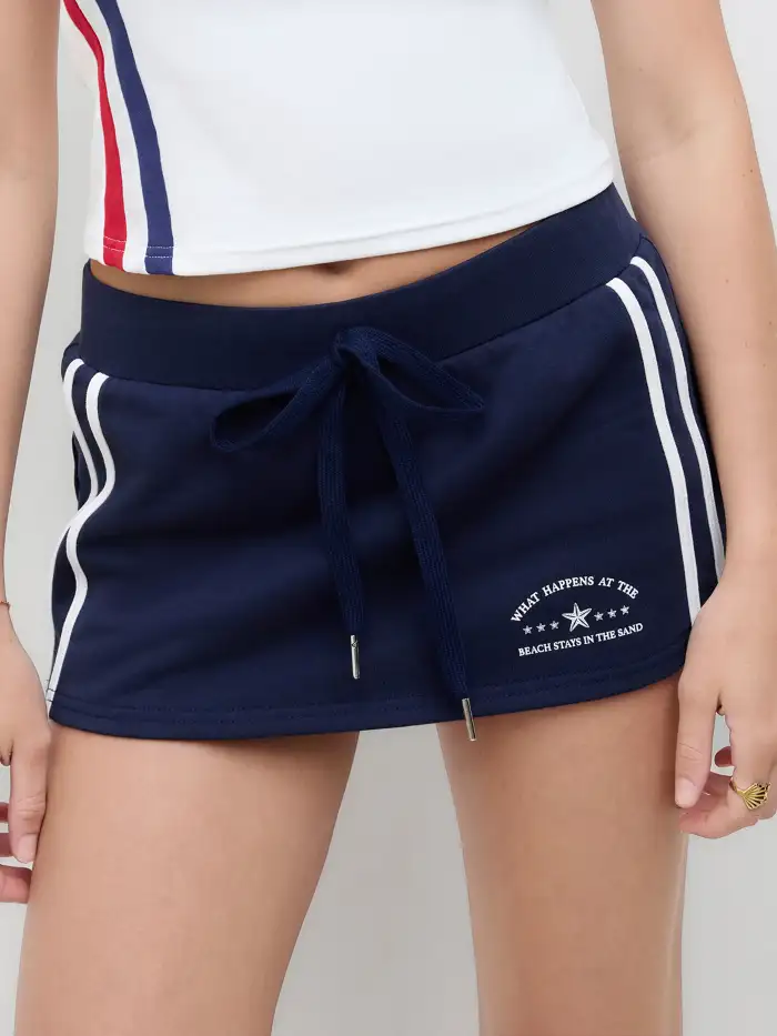 Terry Low Rise Contrasting Lace Micro Shorts