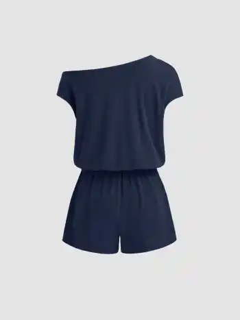 Romper à col asymétrique et cordon de réglage
