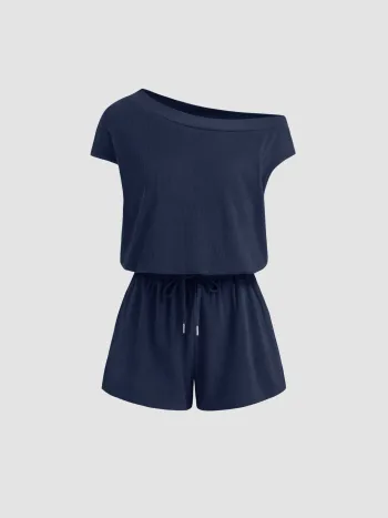 Romper à col asymétrique et cordon de réglage