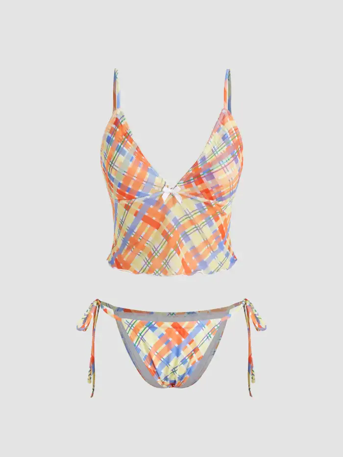 Summer Travel Shaping U-neckline Sun & Fish Knotted One Piece Swimsuit