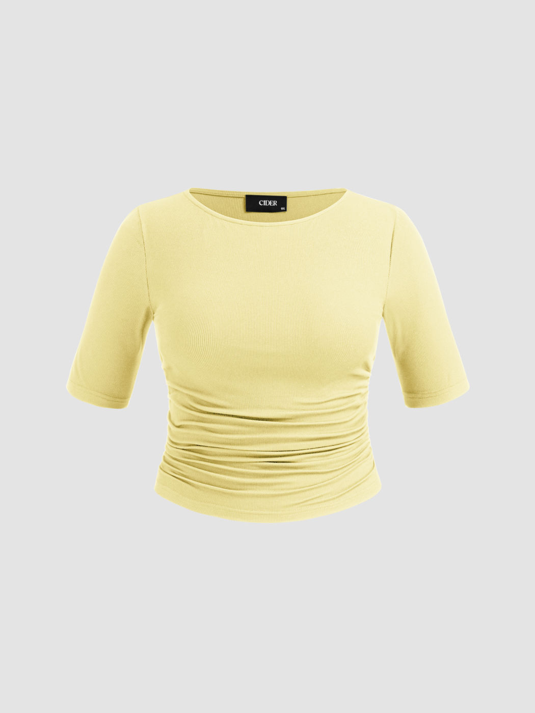 Maglietta a manica media arricciata con scollo rotondo Curve & Plus