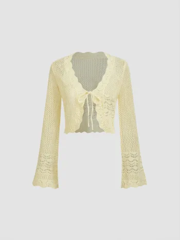 Strick-V-Ausschnitt Langärmliger Cardigan