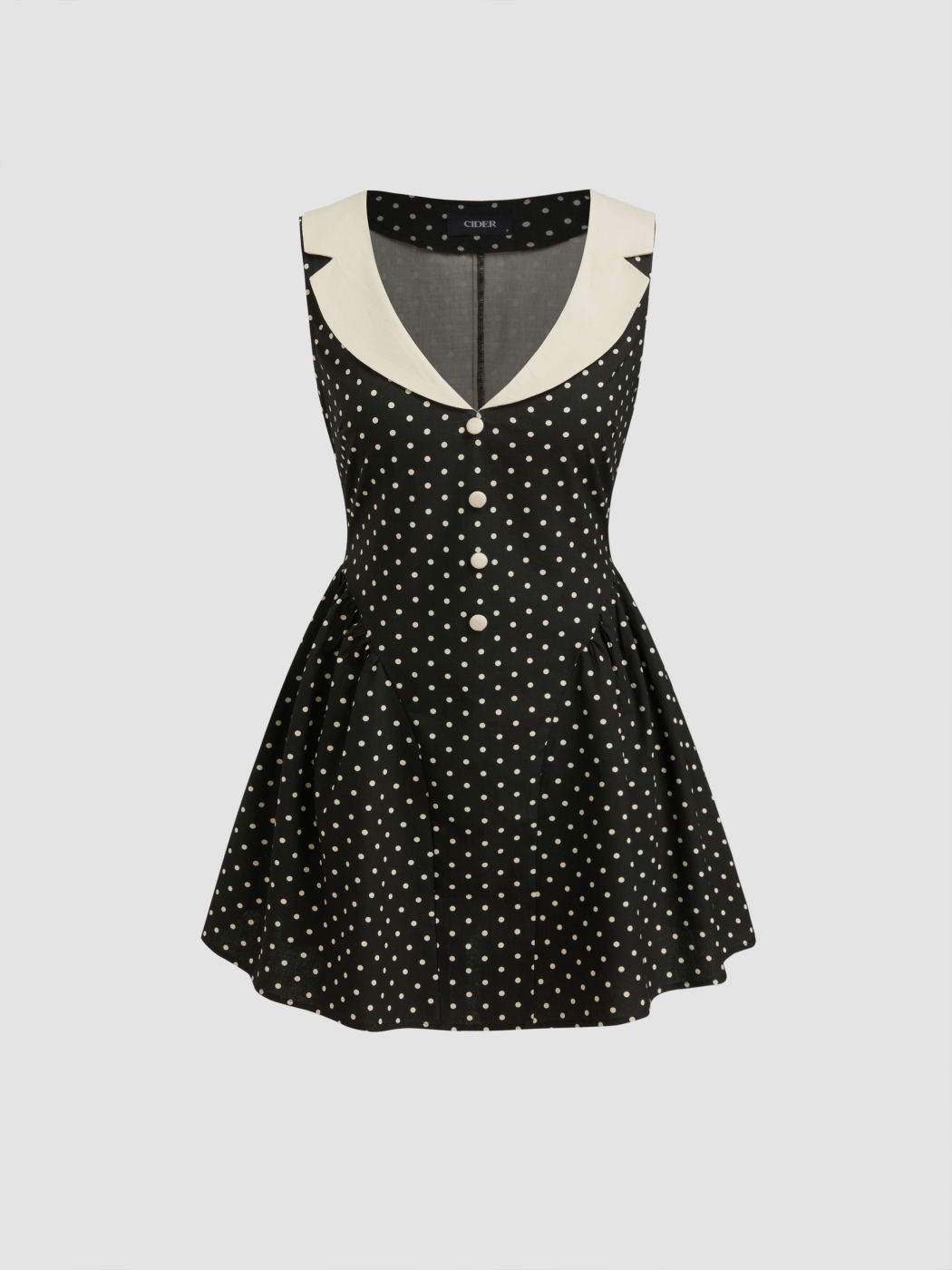 Linen-blend V-neck Two Tone Polka Dot Ruffle Mini Dress