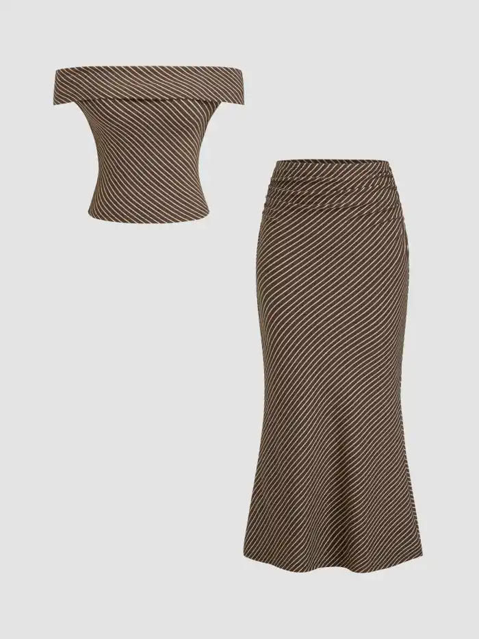 Linen-blend Mid Rise Stripe Knotted Wide Leg Trousers