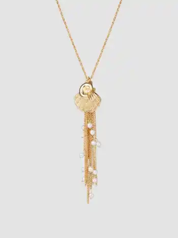 Halskette mit Muschel-, Schnecken- und Faux-Perlen-Dekor und Tassel