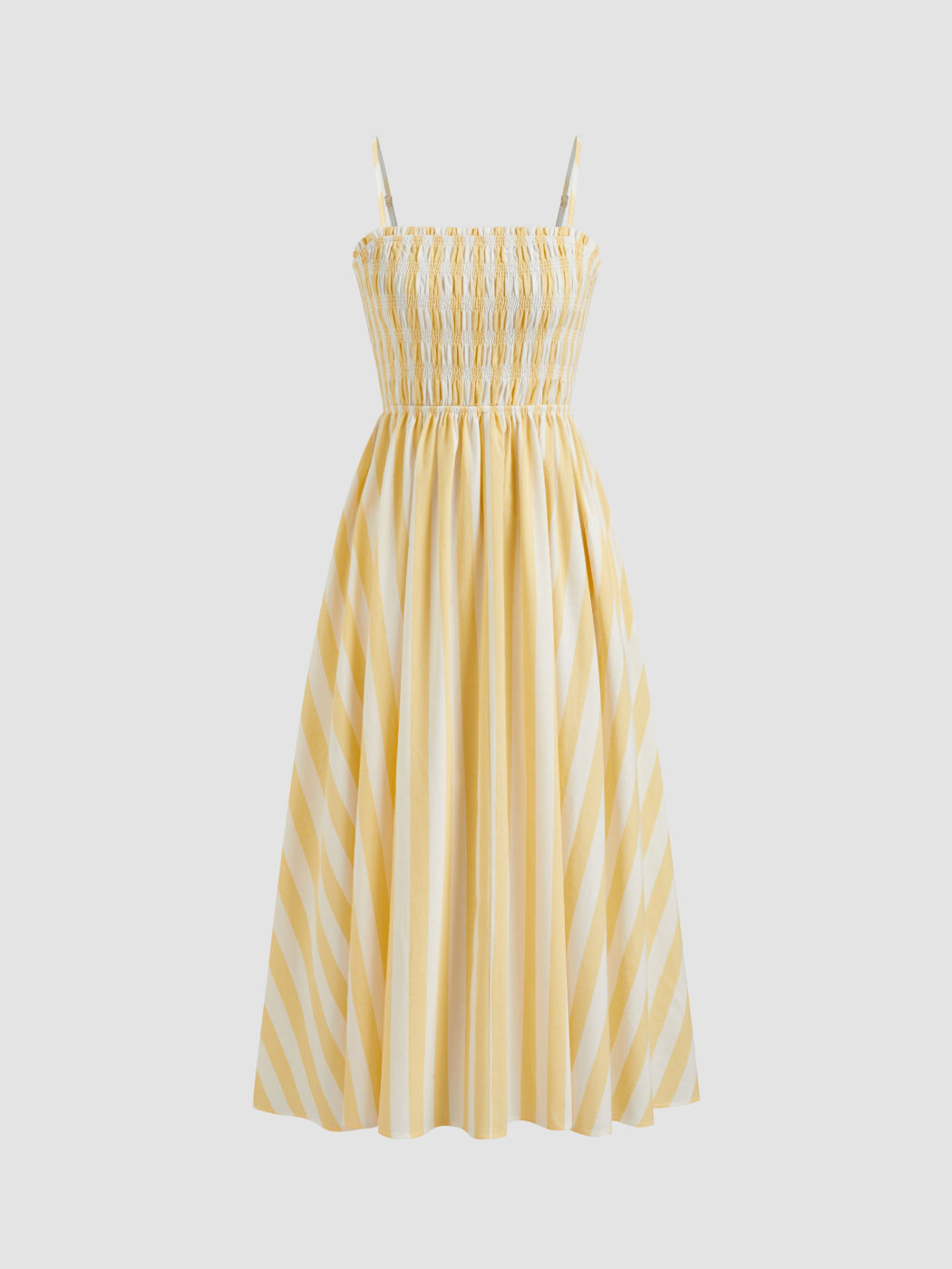 Cotton Stripe Shirred Cami Maxi Dress
