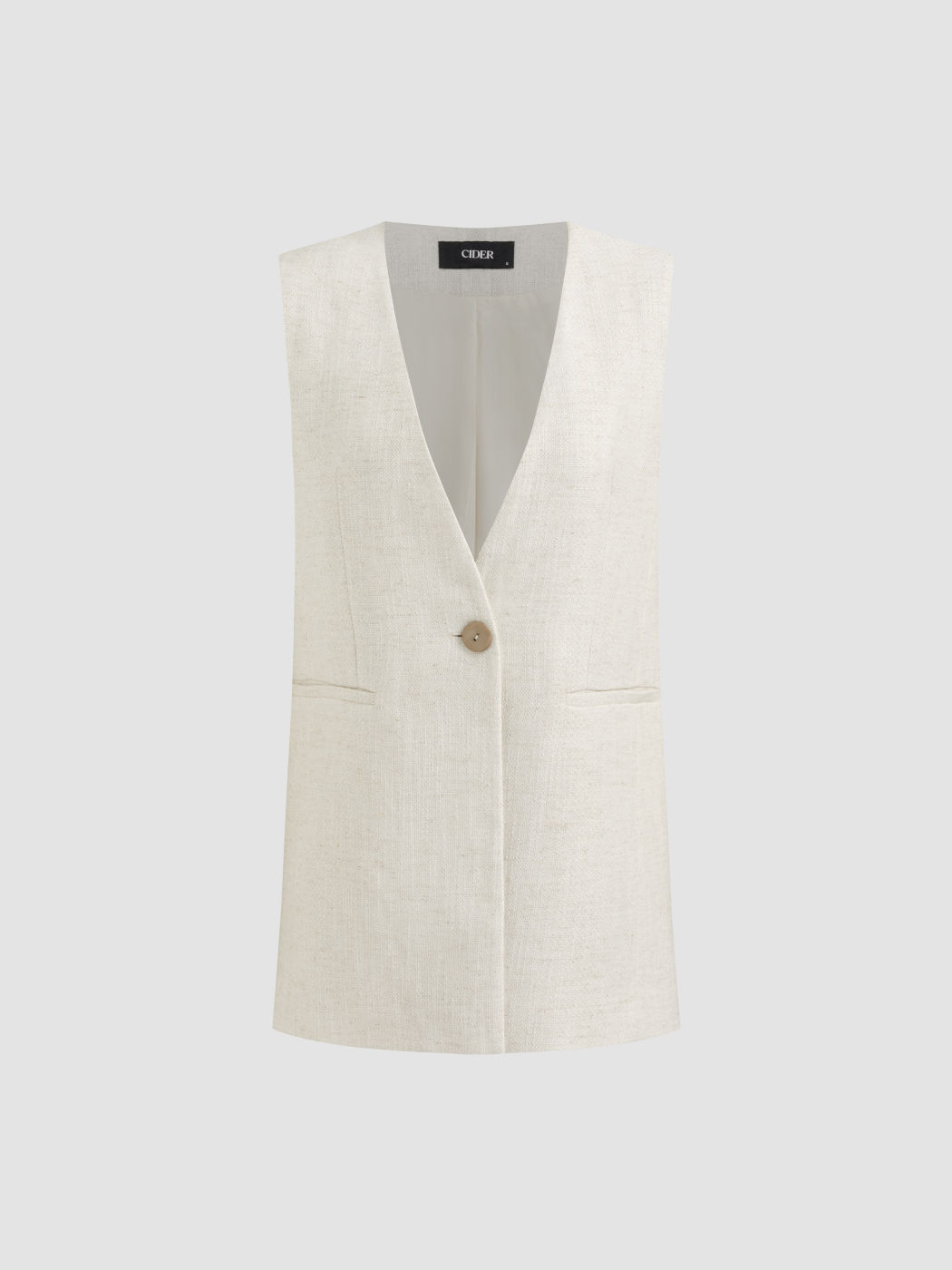 Linen-blend V-neck Oversized Blazer Vest