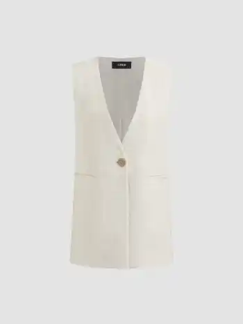 Oversize Blazer-Weste mit V-Ausschnitt aus Leinenmischung