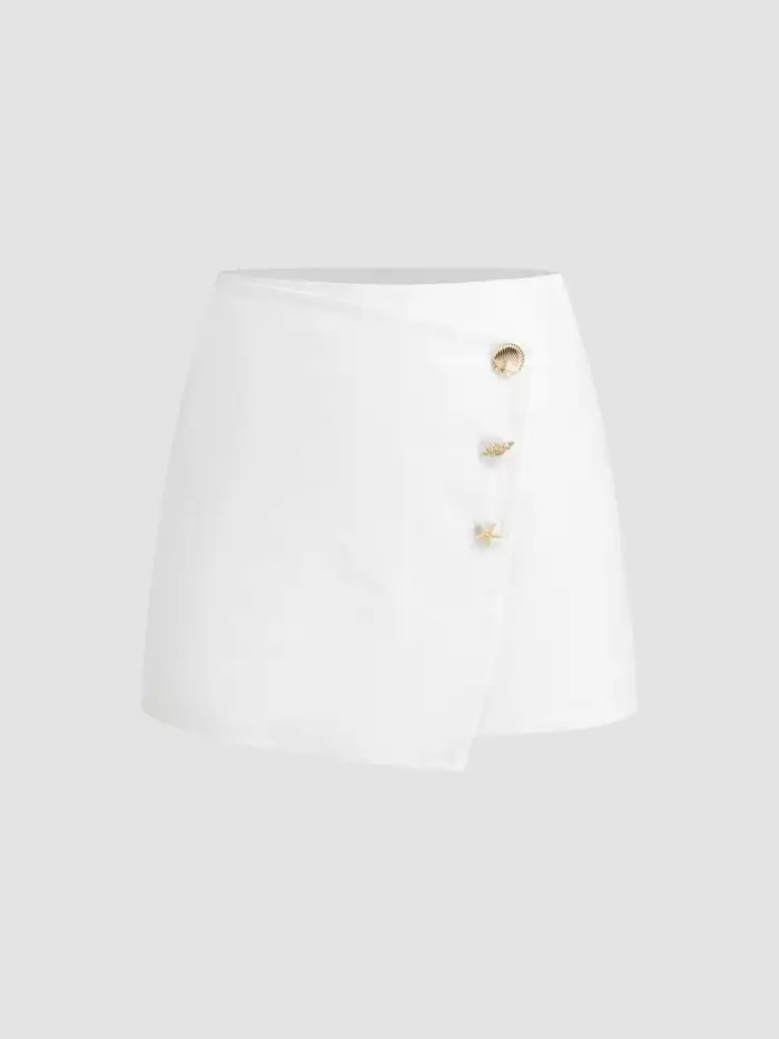Mid Rise Split Metal Detail Ruched Midi Skirt