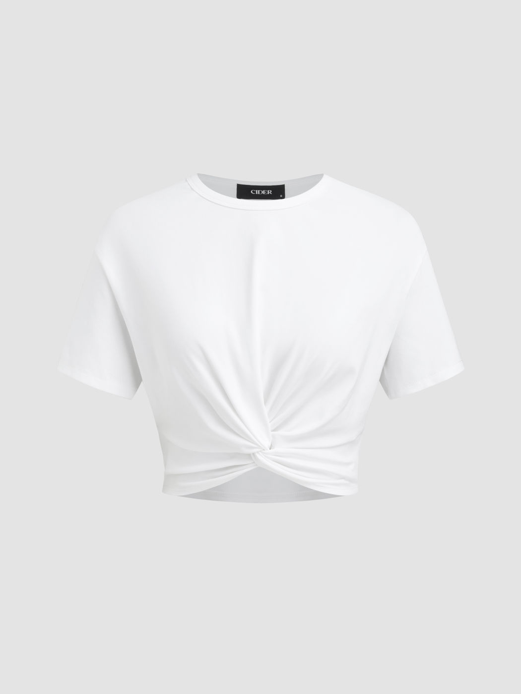 Cotton-blend Round Neckline  Twist Crop Top