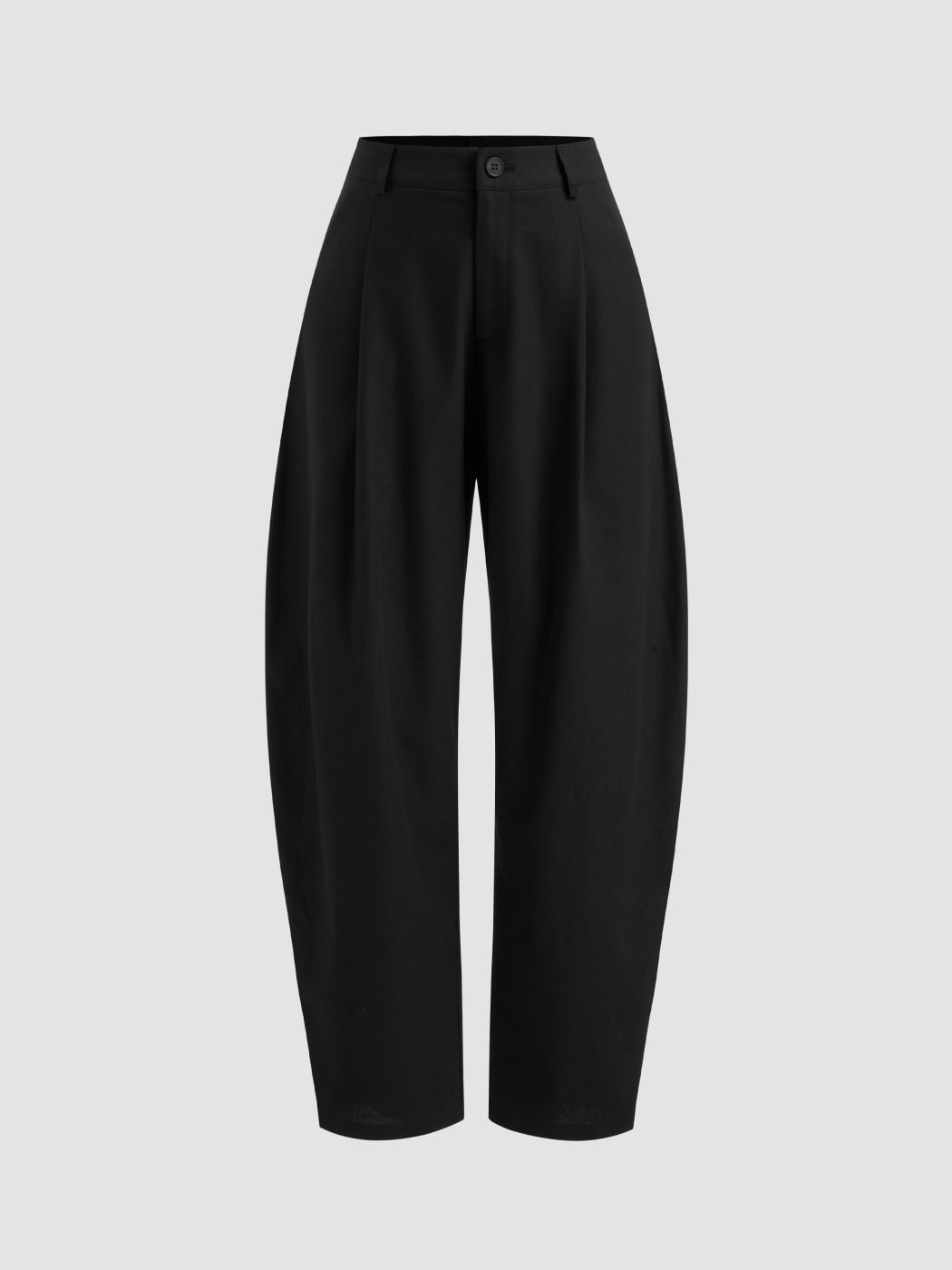 Linen-blend Mid Rise Barrel-leg Trousers