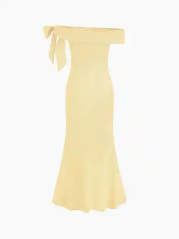 Off-shoulder asymmetrische Schleife Mermaid Maxikleid