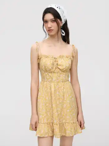 Ditsy Floral Tie Shoulder Mini Dress