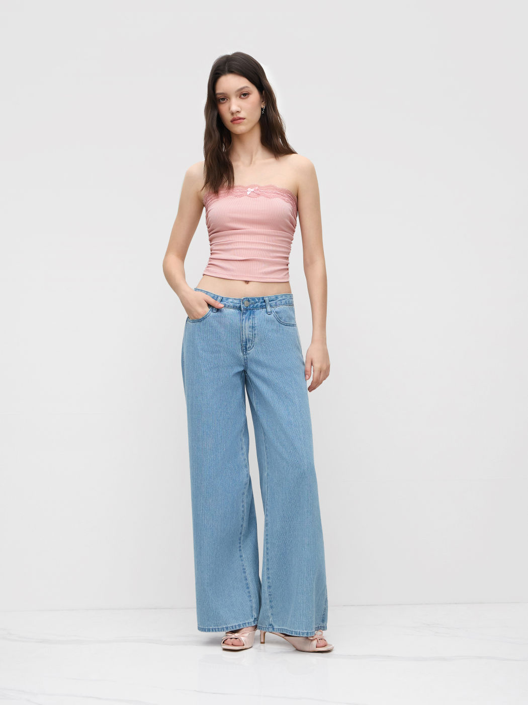 Einfarbiges geriffeltes Tube Crop Top