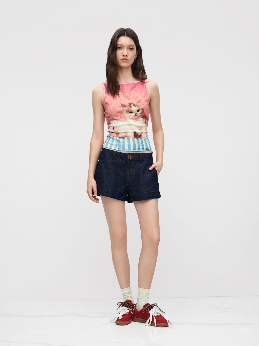 Cotton-blend Kitty Graphic Tank Top