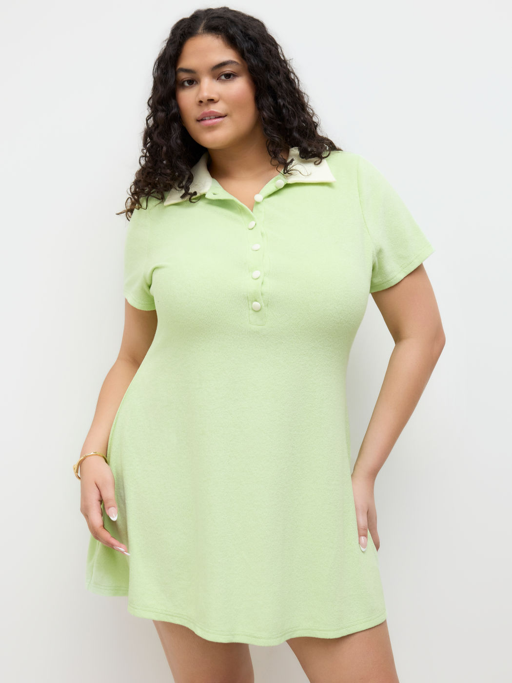 Terry Polo Ruffle Mini Dress Curve & Plus