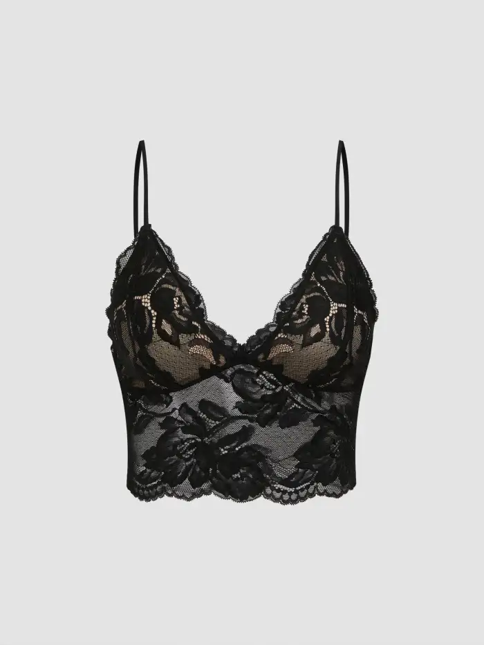 Satin Lace Criss Cross Lingerie With Brief Set For Date