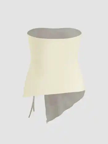 Blumengrafik, Reißverschluss, asymmetrischer Rockrand - Bandeau Oberteil Kurve & Plus