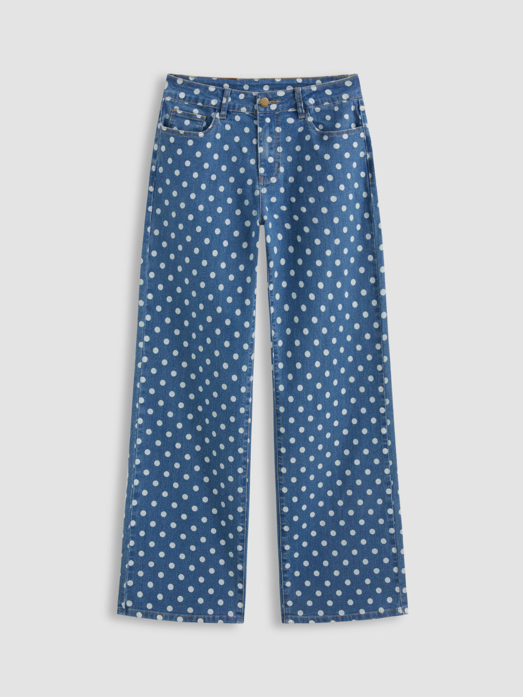 Cider Denim Low Rise Polka Dots Straight Leg Jeans