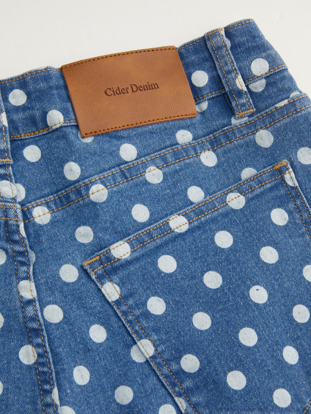 Cider Denim Low Rise Polka Dots Straight Leg Jeans