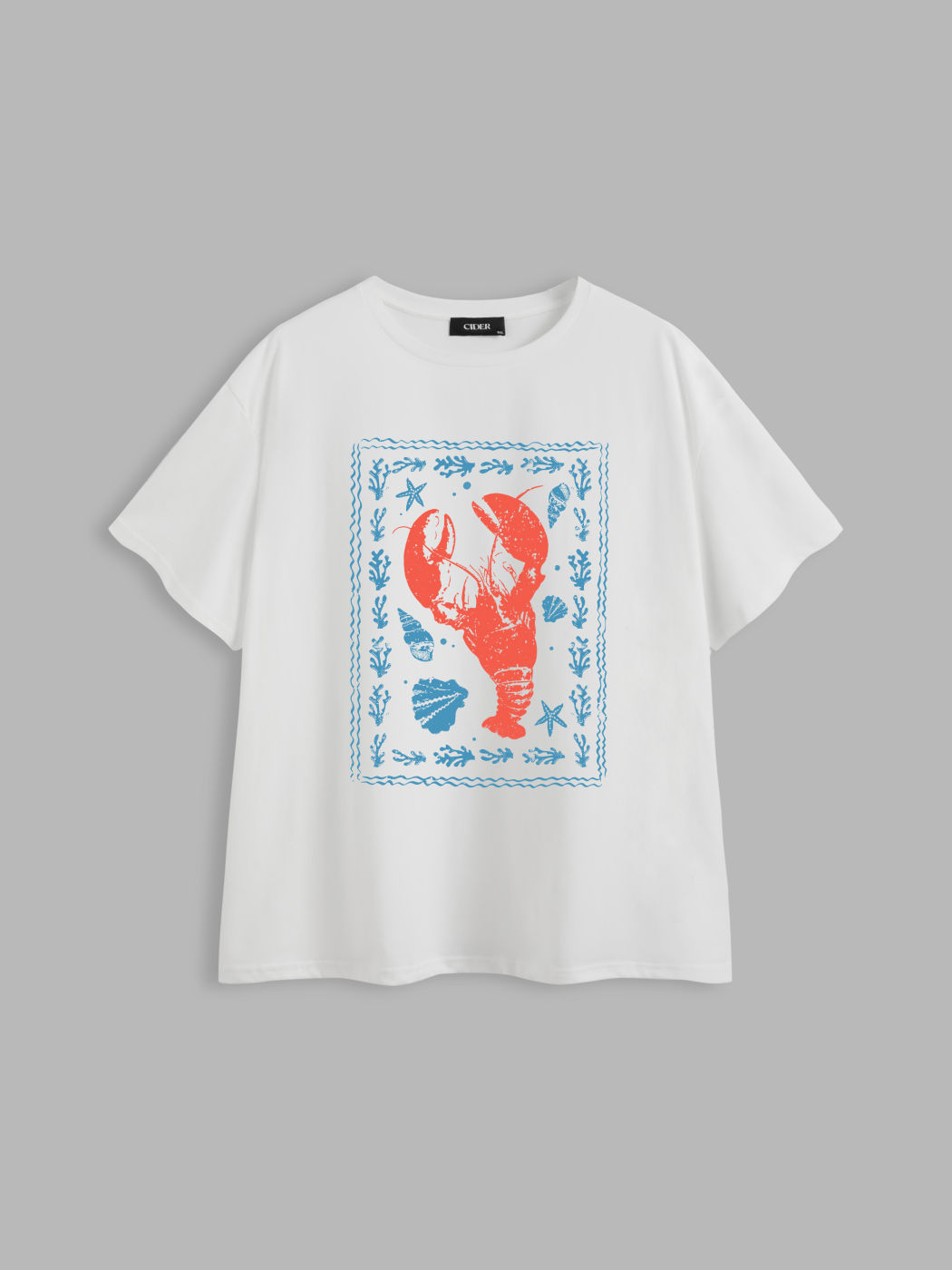 Girocollo Aragosta Grafica Oversize T-shirt a maniche corte Curve & Plus