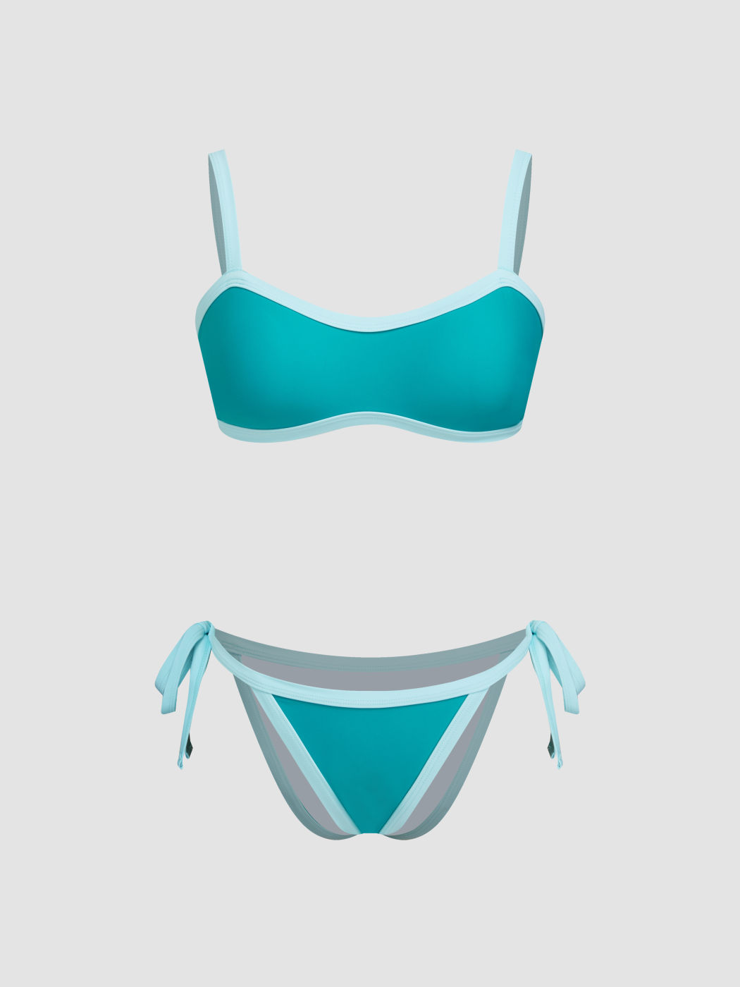 Contrasting Binding Bracelet Tie Side Bikini Set