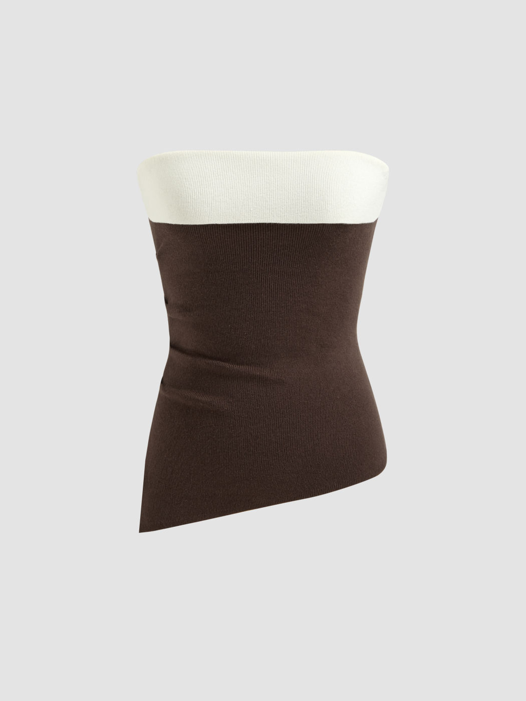 Knit Two Tone Ruched Split Bandeau Top