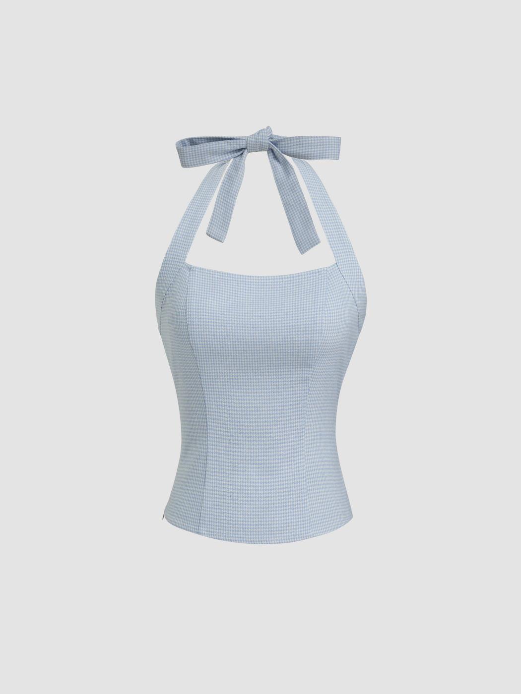 Leinen-Mischung Halterhals Hundszahn-Knoten-Tanktop