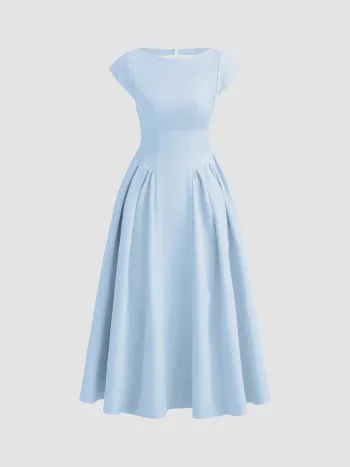 Satin Backless Lace Trim Midi Dress