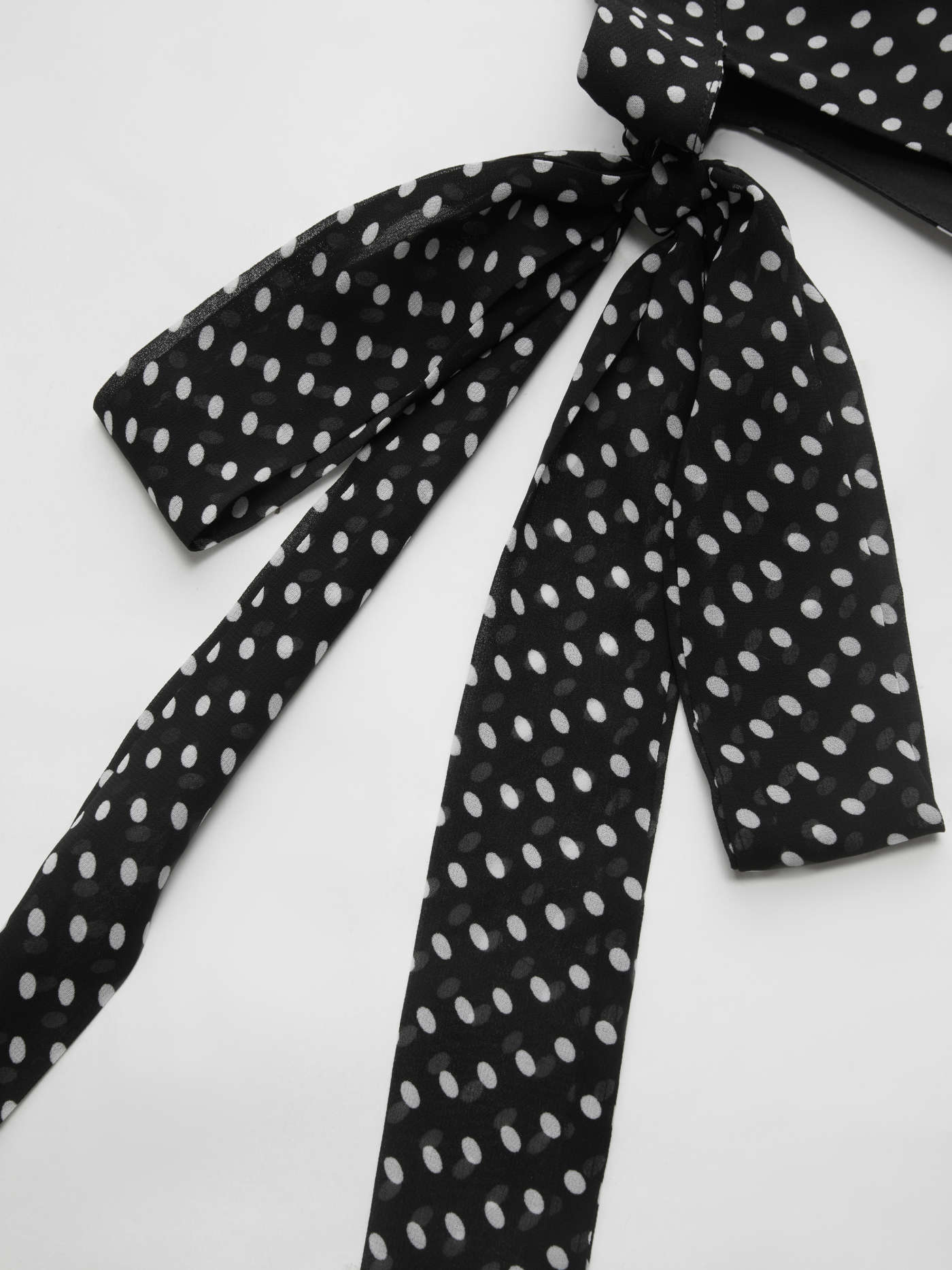 Chiffon Halter Neckline Polka Dot Knotted Oversized  Blouse